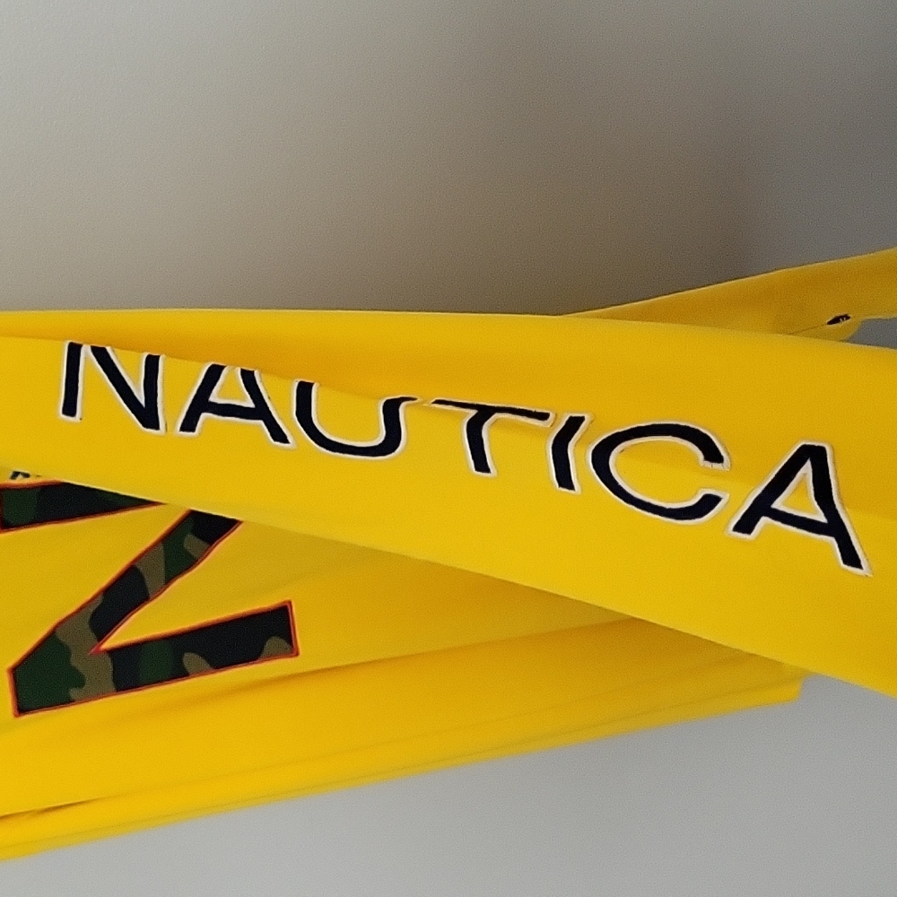Nautica Mens Yellow/Camo long sleeve T-shirt - Sz XL 100% Cotton Streetwear Logo - Picture 5 of 6